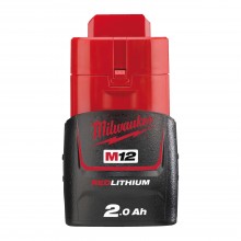 Milwaukee M12 B2 2,0 Ah Red Lithium Ion batteri med høj ydeevne 